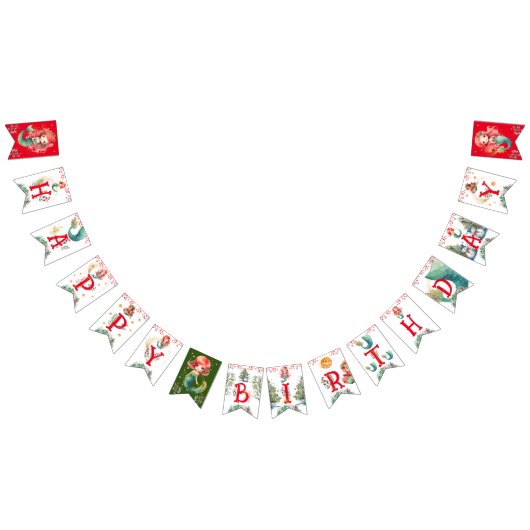 Kerstmis Zeemeermin Verjaardag Vlaggetjes (Alle)