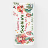 Kerstmis Zeemeermin Verjaardagsbanner Spandoek (Verticaal)