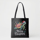 Kerstmis Zeeschildpad Kerstman Hoed Kerstdraadverl Tote Bag (Voorkant)