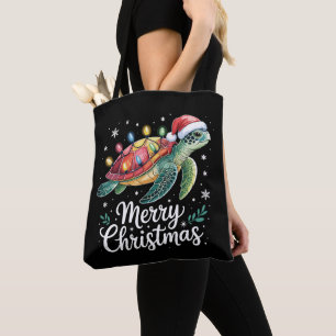 Kerstmis Zeeschildpad Kerstman Hoed Kerstdraadverl Tote Bag