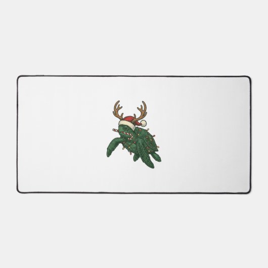 Kerstmis Zeeschildpad Rendier Vintage Gravure De Bureaumat (Voorkant)