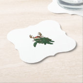 Kerstmis Zeeschildpad Rendier Vintage Gravure De Kartonnen Onderzetters (Gekanteld)