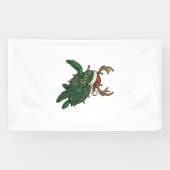 Kerstmis Zeeschildpad Rendier Vintage Gravure De Spandoek (Horizontaal)