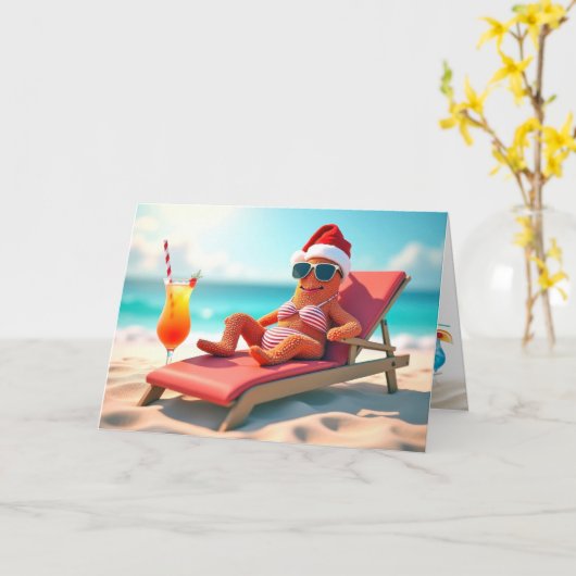 Kerstmis Zeester Zonnebaden Kaart (Gele Bloem)