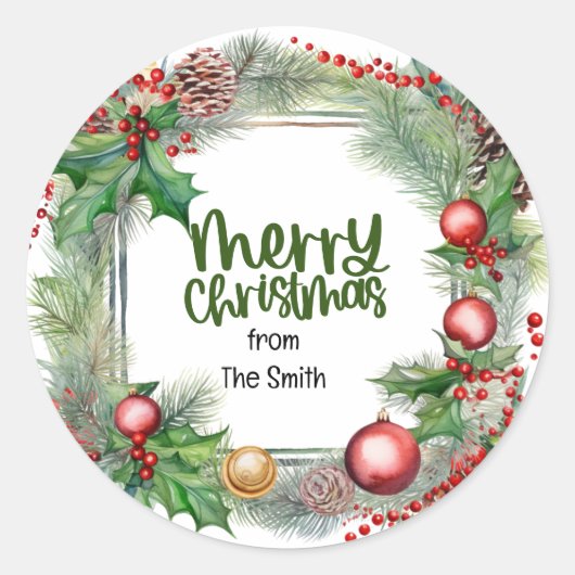 Kerstmis Zegen krans warme wensen liefde vrede Ronde Sticker (Voorkant)