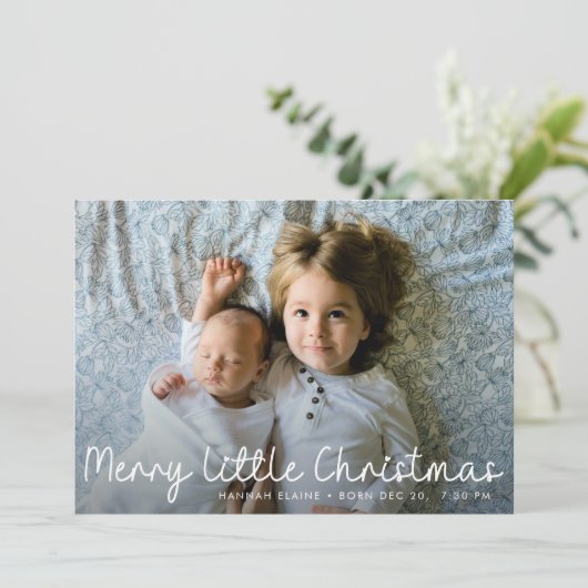 Kerstmis Zegen Script Geboorte Aankondiging Kaart (Staand voorkant)