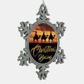 Kerstmis zegeningen drie wijze Mannen Sinaasappel Tin Sneeuwvlok Ornament (Links)