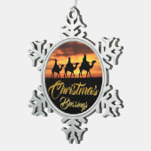 Kerstmis zegeningen drie wijze Mannen Sinaasappel Tin Sneeuwvlok Ornament (Rechts)