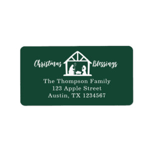 Kerstmis Zegeningen Geboorte Groen Etiket