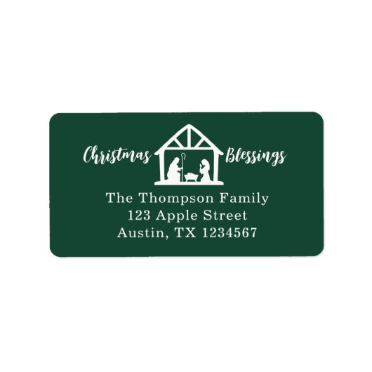 Kerstmis Zegeningen Geboorte Groen Etiket (Voorkant)