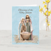 Kerstmis Zegeningen Geboorte Scène Kaart (Gele Bloem)