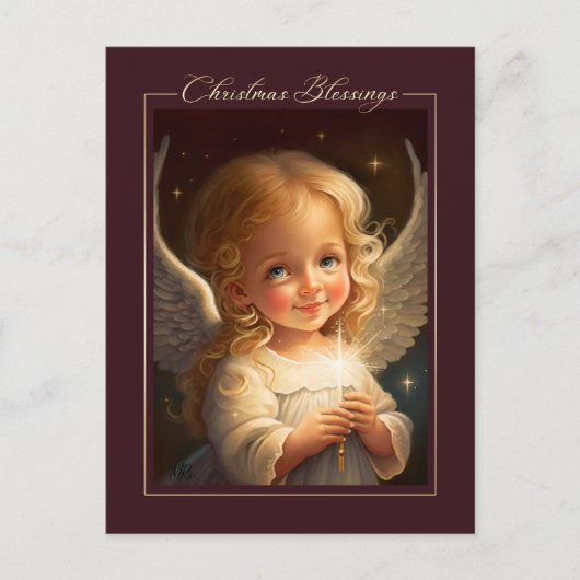 Kerstmis zegeningen. Kleine Kerstengel Briefkaart (Voorkant)