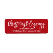 Kerstmis zegeningen rood wit retour adres label (Voorkant)