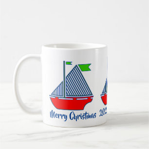 Kerstmis zeilboot koffiemok aanpassen