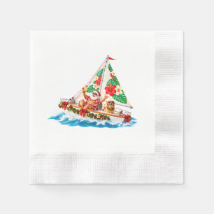 Kerstmis zeilen in de tropen bij de zee servet