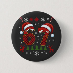 Kerstmis Zes Zeven 67 Kerstman Xmas Gen Alpha Ronde Button 5,7 Cm
