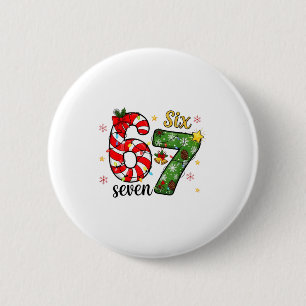 Kerstmis Zes Zeven Grappig Trendy 6 7 Virale Meme Ronde Button 5,7 Cm