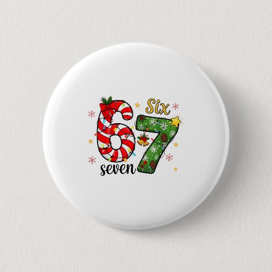 Kerstmis Zes Zeven Grappig Trendy 6 7 Virale Meme Ronde Button 5,7 Cm (Voorkant)