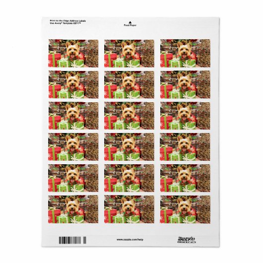 Kerstmis - Zijdeachtige Terriër - Haley Etiket (Full Sheet)