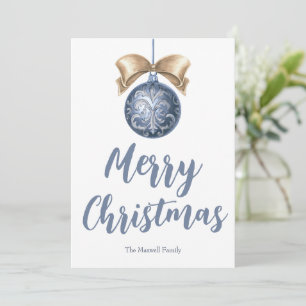 Kerstmis Zilver Blauw Ornament Niet-Foto Feestdagenkaart