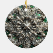 KERSTMIS Zilver Paarse Groene 3D Star ~ Keramisch Ornament (Achterkant)
