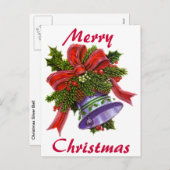 Kerstmis Zilveren Bell Feestdagenkaart (Voorkant / Achterkant)