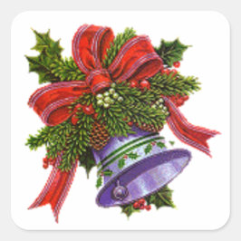 Kerstmis Zilveren Bell Vierkante Sticker