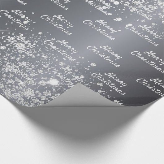 Kerstmis zilveren glitter cadeaupapier (Hoek)