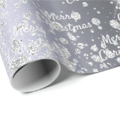 Kerstmis zilveren glitter cadeaupapier (Rol Hoek)