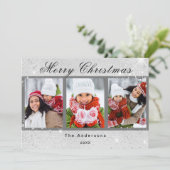 Kerstmis zilveren glitter fonkelt foto familie (Staand voorkant)