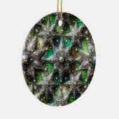 KERSTMIS Zilveren Parel Groene 3D Ster ~ Keramisch Ornament (Rechts)