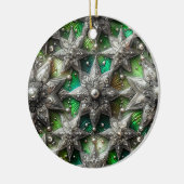 KERSTMIS Zilveren Parel Groene 3D Ster ~ Keramisch Ornament (Links)