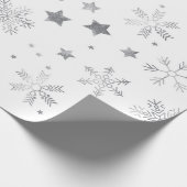 Kerstmis - Zilveren Snowflakes Stars Cadeaupapier (Hoek)