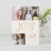 Kerstmis Zing vreugde omdat de Heer is gekomen Cus Feestdagenkaart (Staand voorkant)