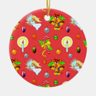 Kerstmis - Zingende Angels en gouden cellen Keramisch Ornament