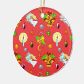 Kerstmis - Zingende Angels en gouden cellen Keramisch Ornament (Links)