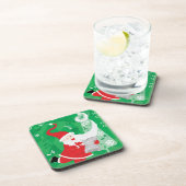 Kerstmis, zingende en dansende kerstman bier onderzetter (Rechterzijde)