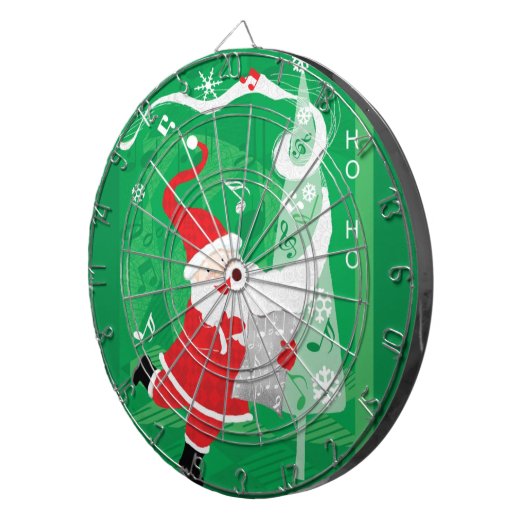Kerstmis, zingende en dansende kerstman dartbord (Voorkant Rechts)