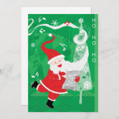 Kerstmis, zingende en dansende kerstman feestdagenkaart (Voorkant / Achterkant)