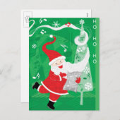 Kerstmis, zingende en dansende kerstman feestdagenkaart (Voorkant / Achterkant)