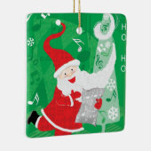 Kerstmis, zingende en dansende kerstman keramisch ornament (Rechts)