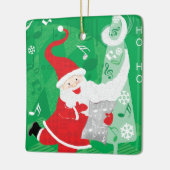 Kerstmis, zingende en dansende kerstman keramisch ornament (Links)