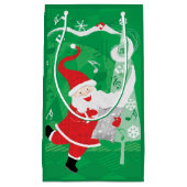 Kerstmis, zingende en dansende kerstman klein cadeauzakje (Voorkant)