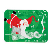 Kerstmis, zingende en dansende kerstman magneet (Horizontaal)