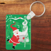 Kerstmis, zingende en dansende kerstman sleutelhanger (Achterkant)