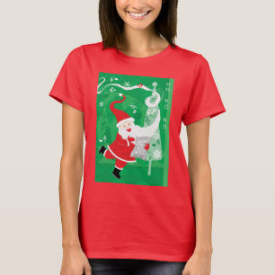 Kerstmis, zingende en dansende kerstman t-shirt