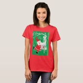 Kerstmis, zingende en dansende kerstman t-shirt (Voorkant volledig)