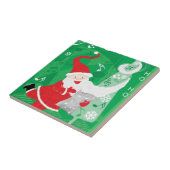 Kerstmis, zingende en dansende kerstman tegeltje (Zijkant)