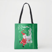 Kerstmis, zingende en dansende kerstman tote bag (Voorkant)