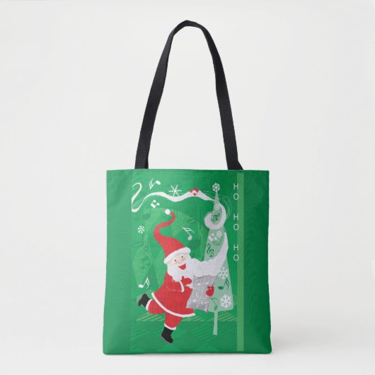 Kerstmis, zingende en dansende kerstman tote bag (Voorkant)